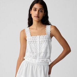 NWT Gap x DOEN White Eyelet Lace Tank Top Size Small